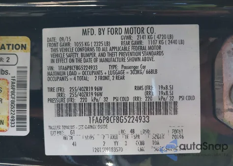 2016 Ford Mustang Gt Premium из США, поврежденный, VIN 1FA6P8CF8G5224933